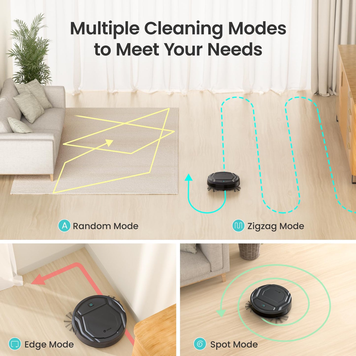 Lefant M210P Robot Vacuum Cleaner, Super Thin, Powerful Suction, Quiet, Self-Charging, Ideal for Pet Owners, Cleans Hard Floors to Medium-Pile Carpets, 120 Mins Runtime, APP/WiFi/Alexa Control, Gray