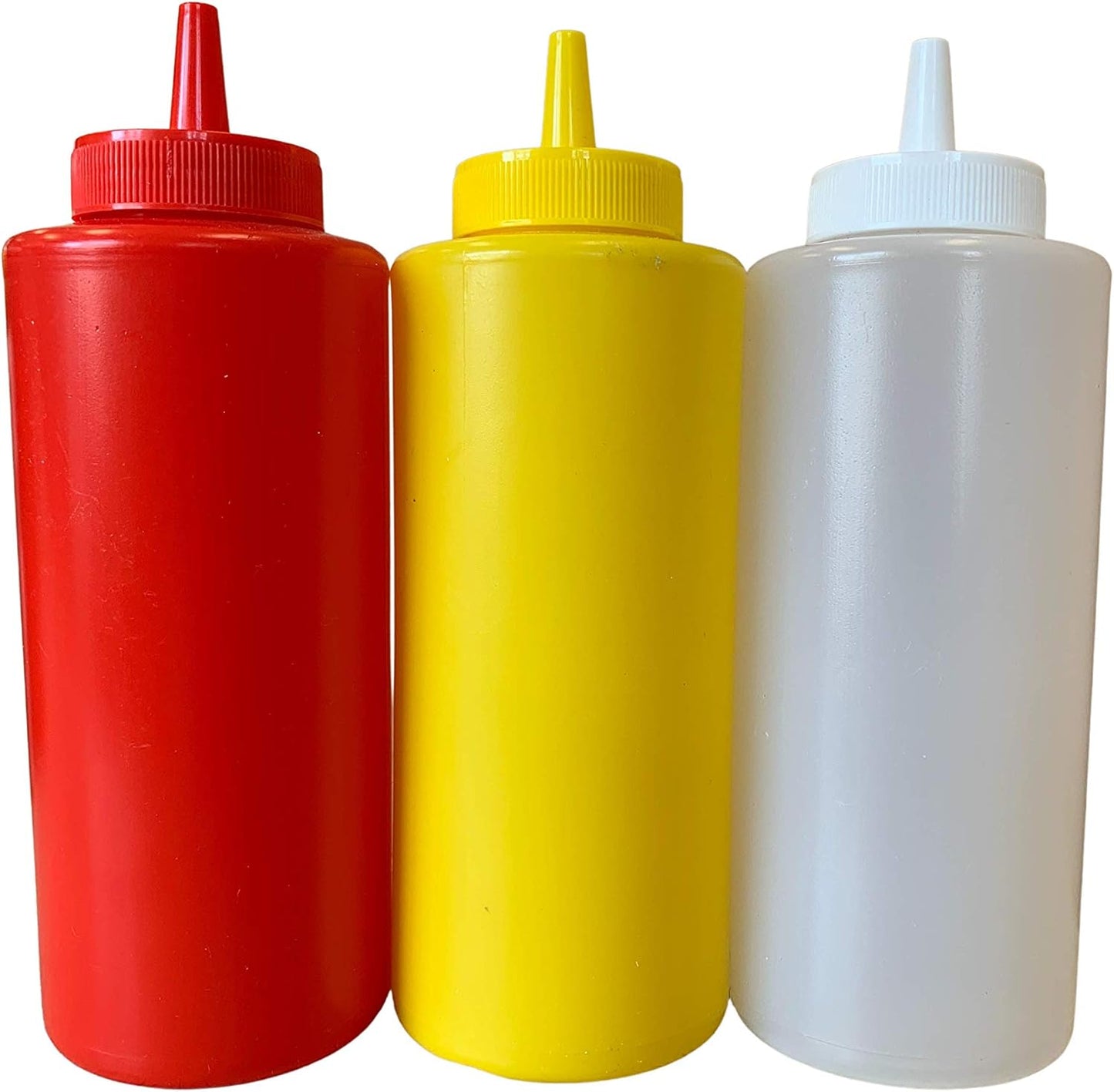 bark and lindy Set 3 8 oz Ketchup Mustard and Clear BPA Free Food Prep of Plastic Squeeze Bottles for Condiments