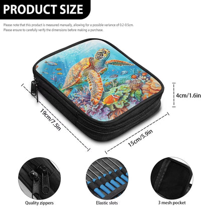 Luarisgur Sea Turtle Crochet Storage Organizer Cute Crochet Hook Case Empty Knitting Needle Organizer Travel Organizer Storage Bag for Knitting Needles and Other Accessories (Bag Only)