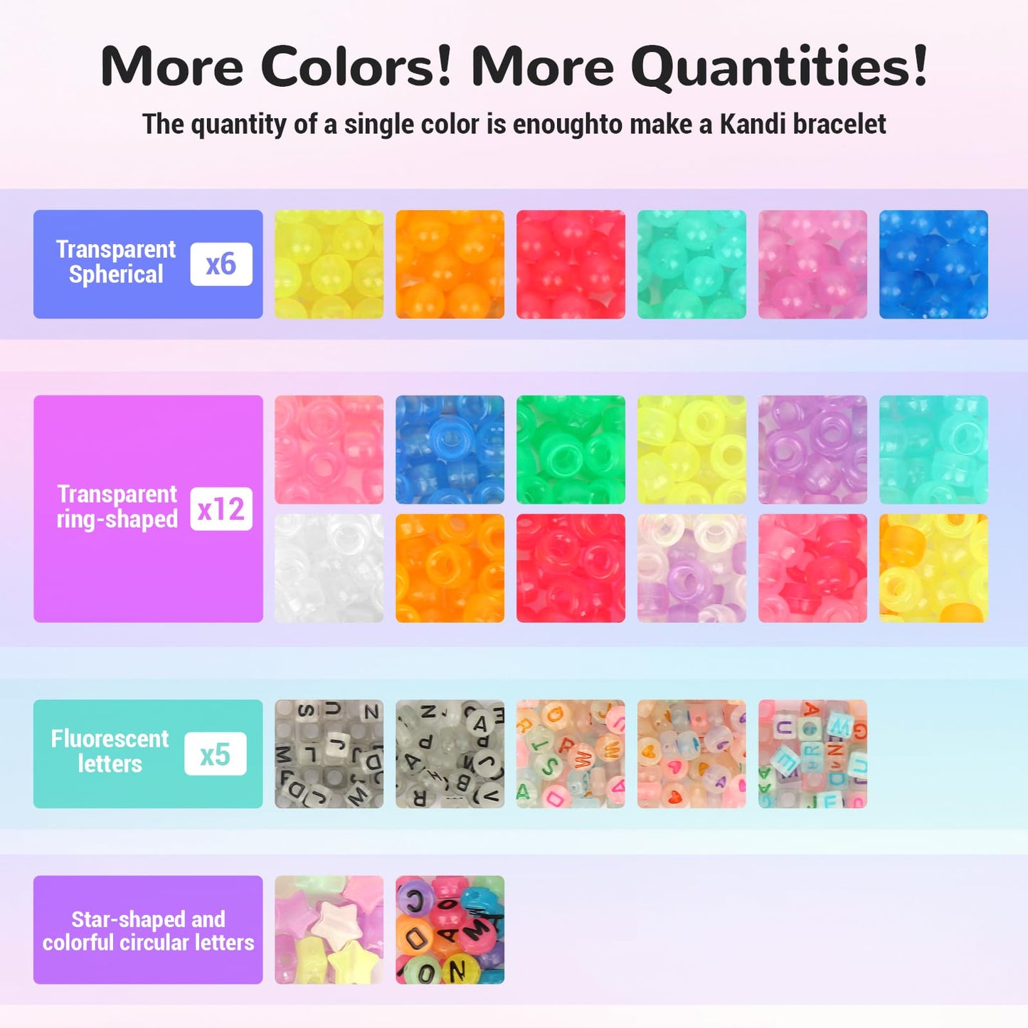 QVTWUT Glow in The Dark Pony Beads for Bracelets, 6x9mm Kandi Beads Neon for Necklace Jewelry, Bracelets Making, Hair Braiding, Crafts Braids Kits, 24 Color 1000 pcs
