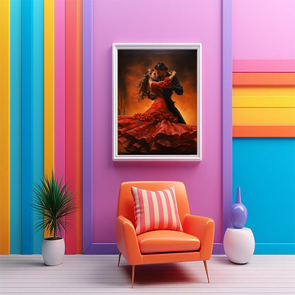 UPABLUNSO Flamenco Dancing Couple 5D Diamond Art Painting for Adults Full Drill Round Diamond Paint by Number Kits for Beginners Gems Cross Stitch for Wall Decor 12x16 inch