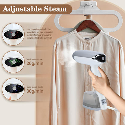 Steamer for Clothes Handheld Clothes Steamer 1300W Portable Garment Steamer Auto Shut-off 20-Second Fast Heat-up with Adjustable Steam 12.34oz Detachable Water Tank for Home Office Travel