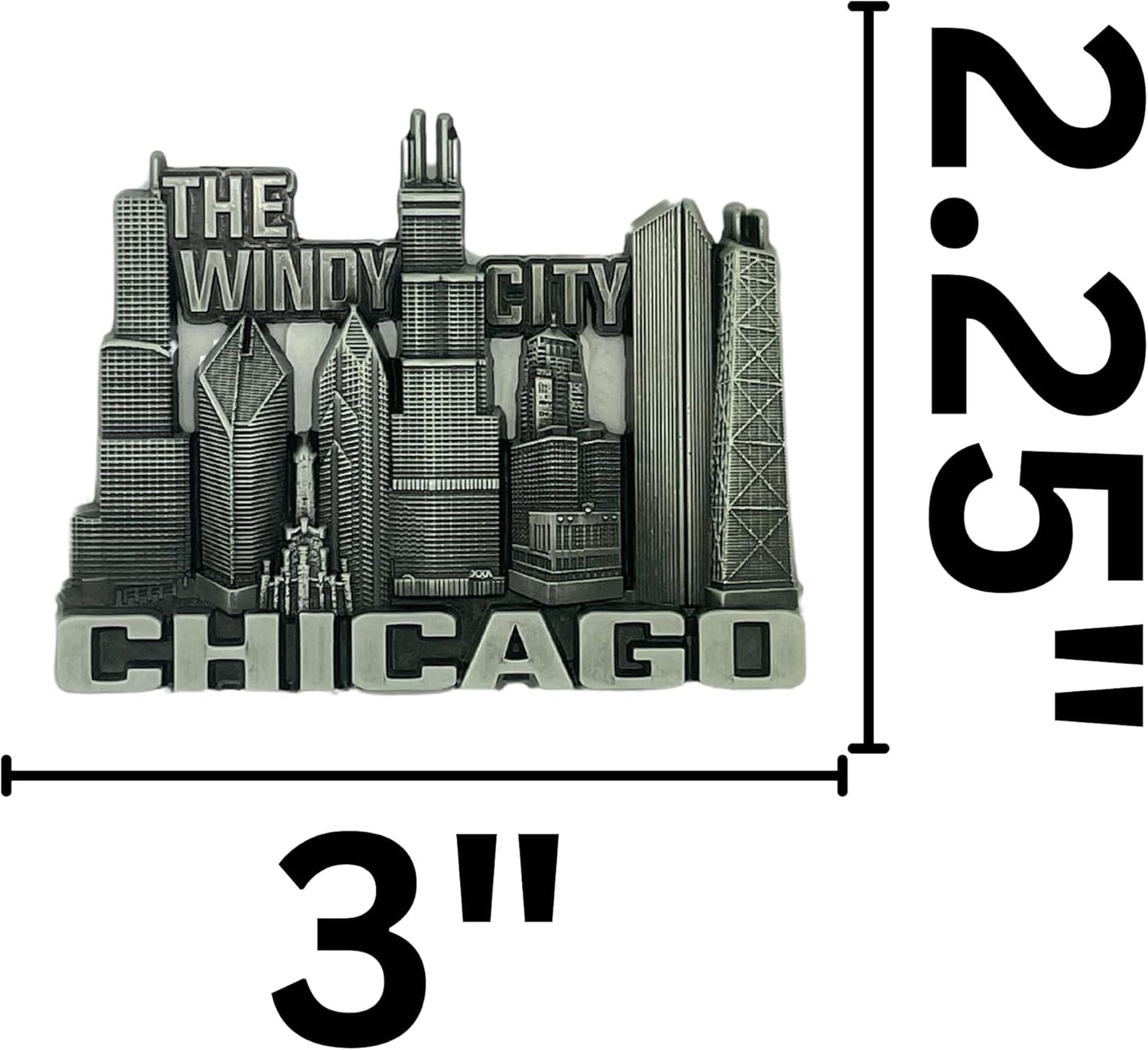 Chicago Souvenir Magnet, Windy City Skyline Decoration, Durable Refrigerator and Office Magnetic Decal