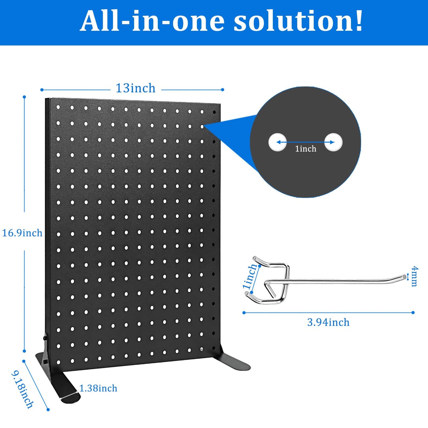 Uppcasir 2PCS Pegboard Display Stand With 20 Hooks for Craft Shows, Metal Jewelry and Key Ring Retail Display Racks for Selling Accessories, Retail Stores, Vendors & Events, 17 X 13 Inch