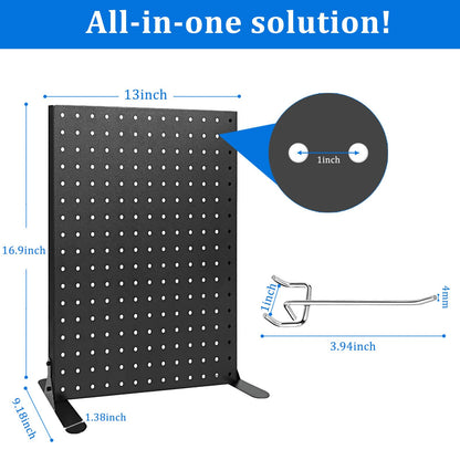 Uppcasir 2PCS Pegboard Display Stand With 20 Hooks for Craft Shows, Metal Jewelry and Key Ring Retail Display Racks for Selling Accessories, Retail Stores, Vendors & Events, 17 X 13 Inch