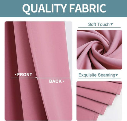 ChrisDowa Grommet Blackout Curtains - Thermal Insulated Room Darkening Panels, Pink, 52W x 95L