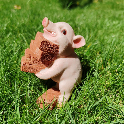 yaogohua Animal Statues, Cute Image Exquisite Workmanship, Vivid Lifelike Cute Pig Garden Statue for Home Gifts