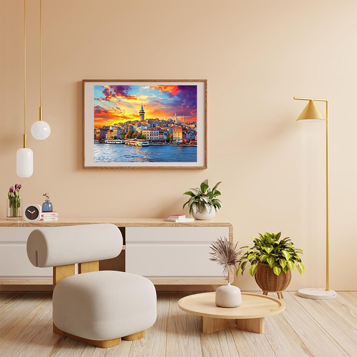UPABLUNSO Istanbul Sunset Galata District Turkey Diamond Art Kits for Adults DIY Round Full Drill Diamond Paintings Gem Art for Beginners Home Wall Decor 12x16 inch