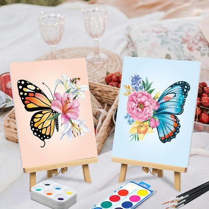 Ctosree 12 Sets Pre Drawn Canvas Kit for Painting Adults Sip and Paint Kit Art Pre Printed Canvas Bulk for Easter Mother's Day Gifts Adult's Date Night(Butterfly,8 x 10 in)
