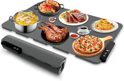 5 6 Setting Electric Warming Tray, Rollable Food Warming Mat with Temperature Timer Warming Tray Food Warmer Versatile
