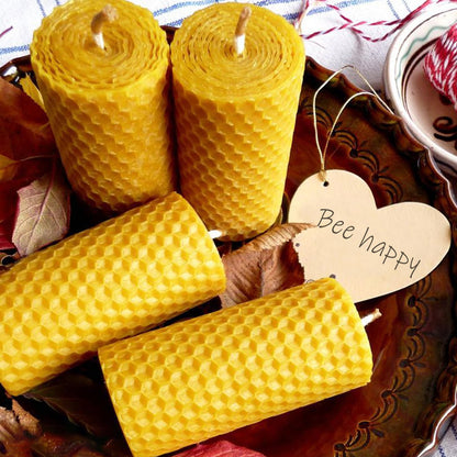 MOSROAD Beeswax Sheets for Candle Making, 30Pcs DIY Beeswax Candles Rolling Kit for Kids & Adults, Natural Honeycomb Sheets (8 x 8 Inch) with Cotton Wick, Bee Ornaments, Lace Ribbon and Hemp Rope
