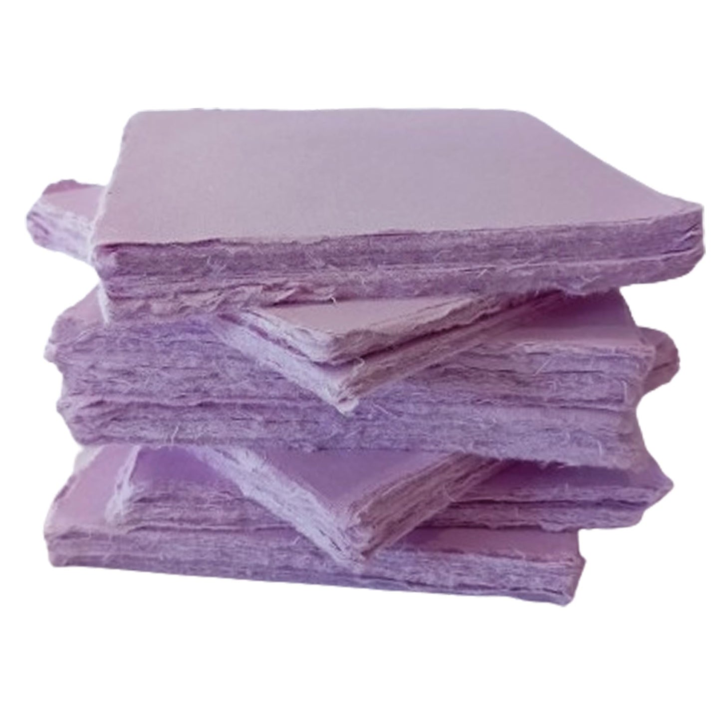 Deckle Papers® Handmade Cotton Paper Square Card Stock for Envelope Making, Calligraphy, Wedding Invitation, Menu Cards, Drawing, Watercolor, Origami Paper-Pack of-50-Purple (5x5 Inch)