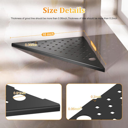 mivndeeopu 2-Pcs, 10 304 Corner Shower Shelves Rustproof Stainless Steel Shower Corner Shelf with Razor Holder