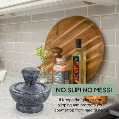 Flexzion Small Marble Stone Mortar and Pestle Set (Black) - 4 Inch, 1/2 Cup Capacity Kitchen Hand Grinder for Spices