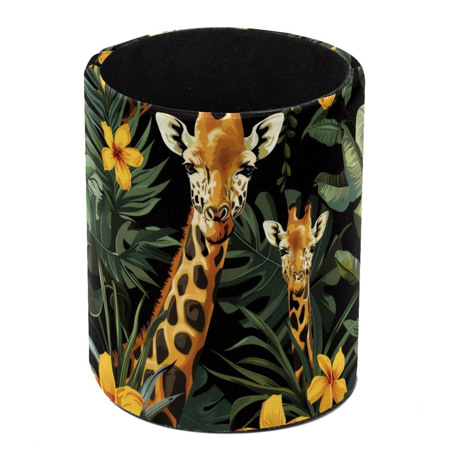 KikandKo Giraffe Flowers Jungle Pencil Holder Pen Cup Brush Pot Desktop Organizer Storage for Women Kids Girls Student Office Classroom Home Supply Organizers