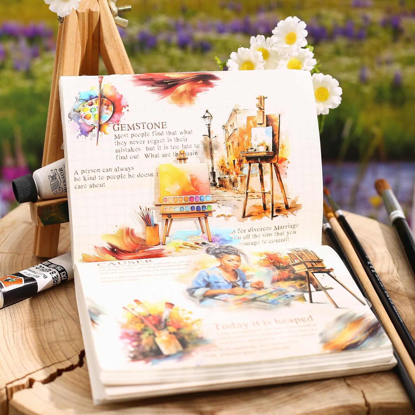 MiyouLuna 90 Pcs Lanscape PET Stickers Set, Art-Themed Stickers for Scrapbooking, Journaling and DIY Crafts