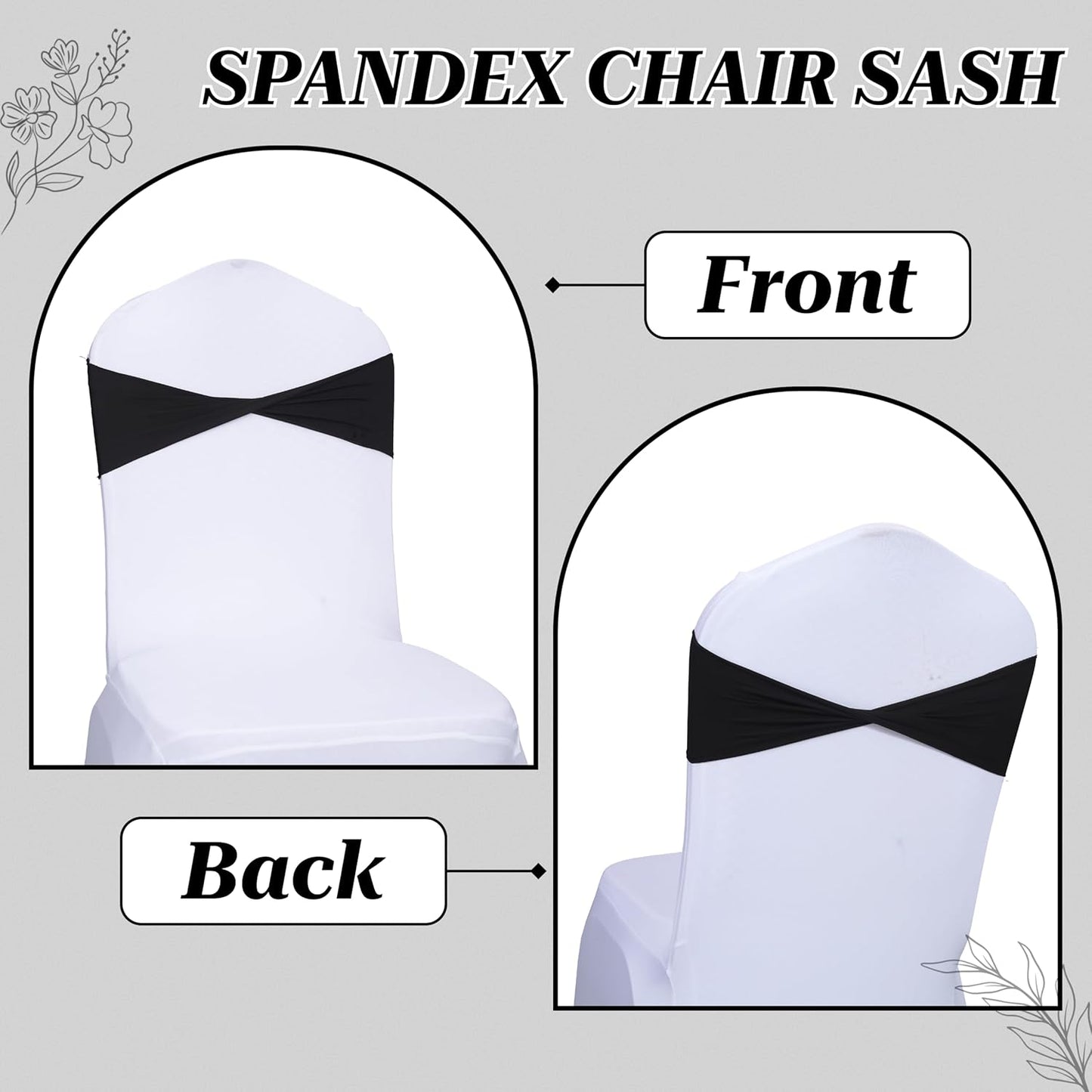 Pack 10 VDS of PCS | Black | Spandex Chair Sashes Bows Without Buckle | Stretch Elastic Banquet Universal Folding Chair