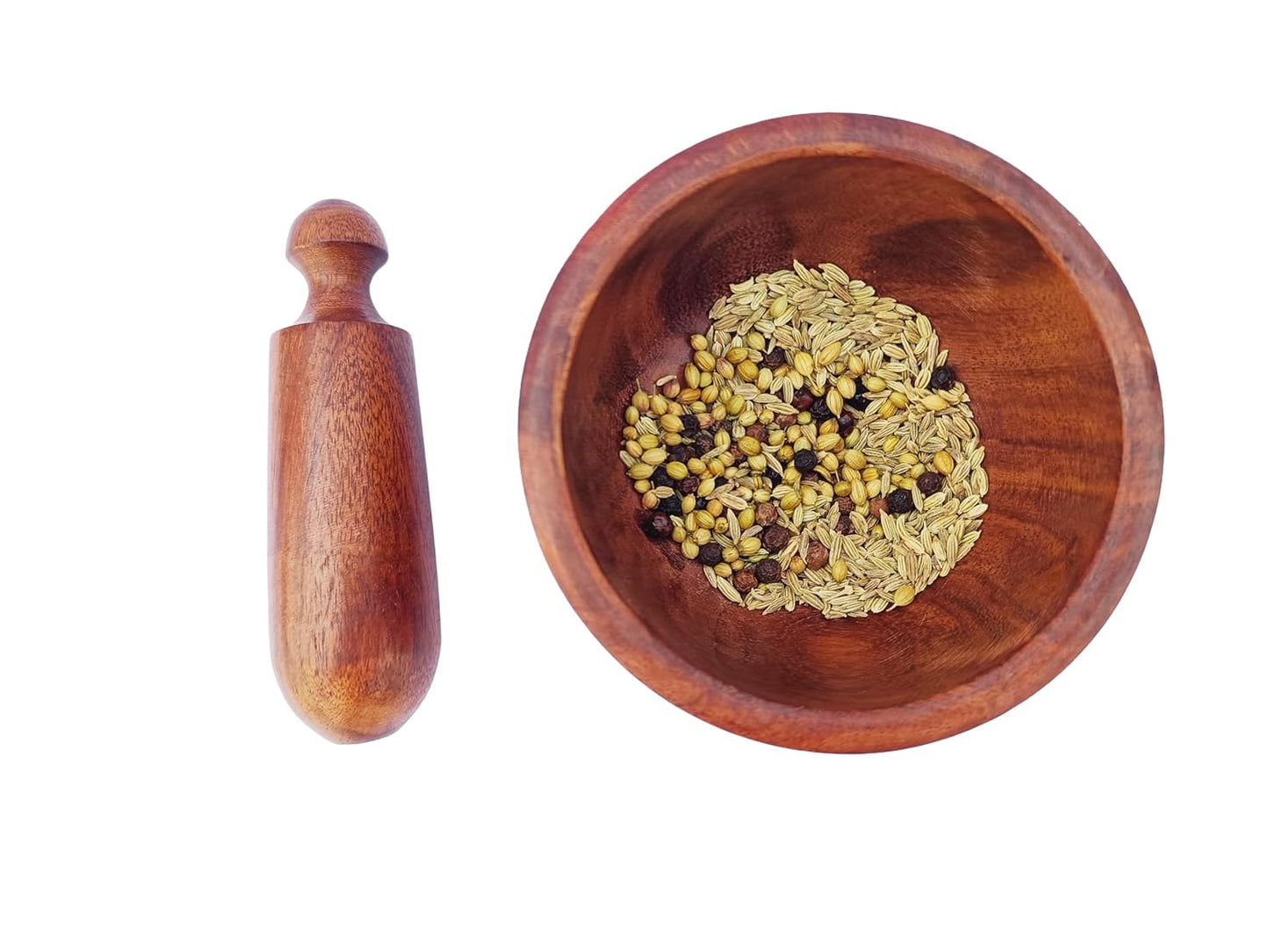 Acacia Wooden Mortar and Pestle Set, Kitchen Tool for Grinding Garlic, Mustard, Black Pepper, Herbs, and Spices