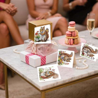JZHYOAN 6 Pieces Diamond Art Greeting Cards with Envelopes DIY Squirrel Special Pattern Diamond Painting Card Creative Gifts Foldable Handmade Cards for Friends Family Birthday Holiday Congratulation