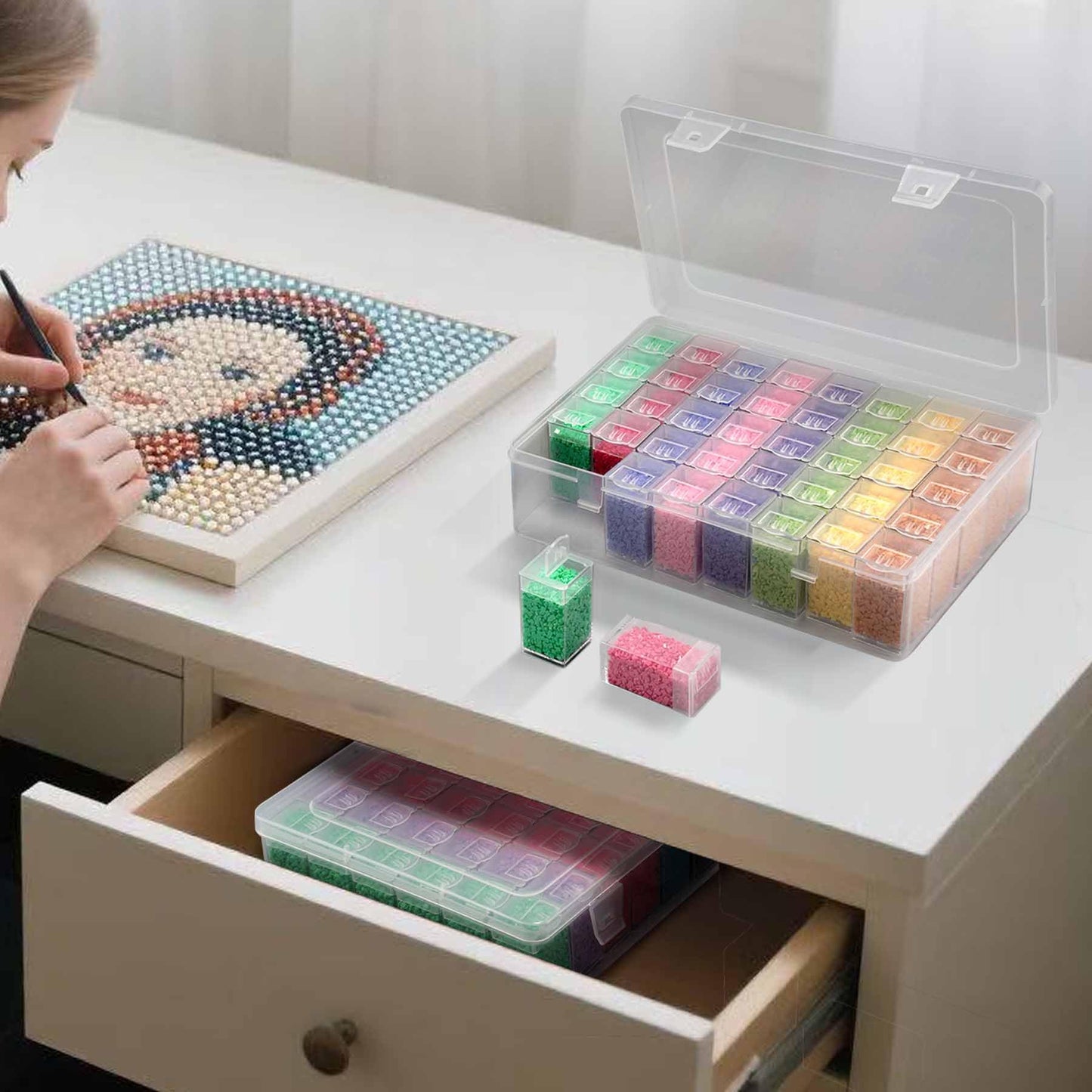 Diamond Painting Storage Containers with Lids - 40PCS Portable Transparent Plastic Set - Perfect for Diamond Art Storage, Diamond Art Supplies, Diamond Art Accessories & Diamond Art Kits for Beginners