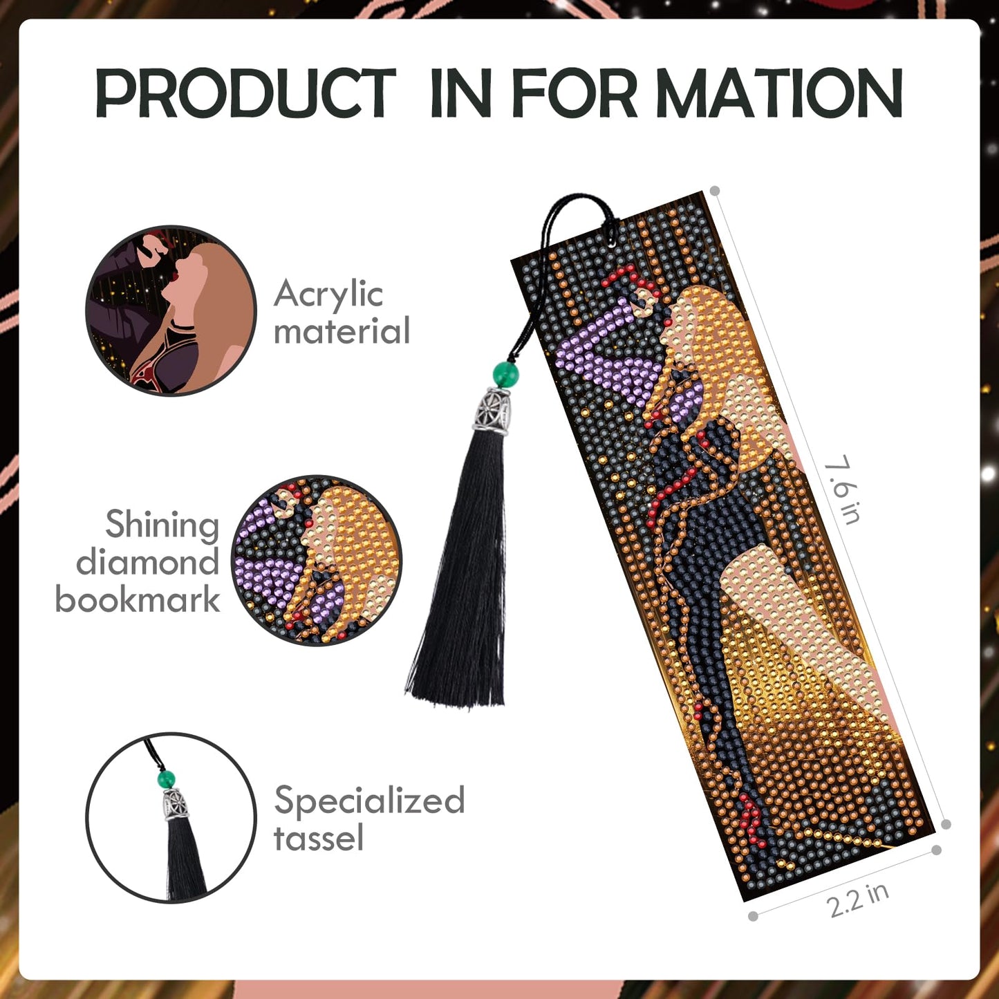 INCOK Singer Diamond Art Bookmarks - 6 Pcs DIY Pop Star Diamond Painting Bookmarks Kits Aesthetic Art Craft Festival Holiday Birthday Gift for Book Lovers Adult Beginners Fans Music Lover