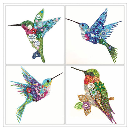 4 Pack Hummingbird Diamond Painting Kits, Special Shaped Crystal Rhinestone Diamond Art Kits for Adults, Easy DIY 5D Diamond Painting Crafts for Home Wall Decor 12x12 Inch