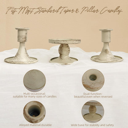 Unity Wedding Candle Holders - Taper Candle Holders for Pillar Candles, 3 Piece Metal White Unity Candlestick Holder – Rustic Farmhouse Style Home Decor for Ceremony, Anniversary