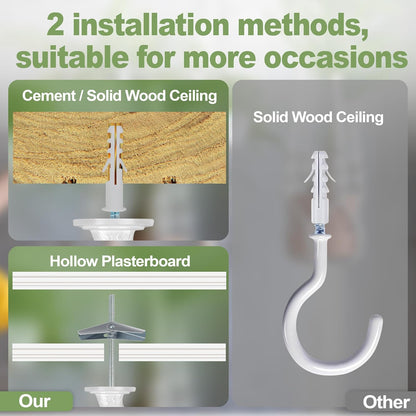 Aidoclip Ceiling Hooks - 6 Pcs Heavy-Duty Metal Plant Hangers for Indoor & Outdoor Use