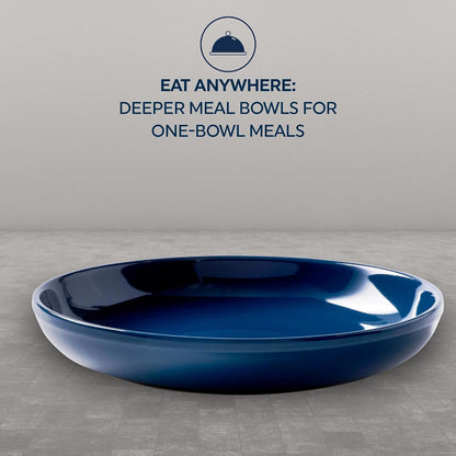 4-Pc Set, 8-1/2-Inch Set, Corelle Stoneware Meal Bowl Handcrafted Artisanal Double Bead Cereal Bowls, Solid Glaze
