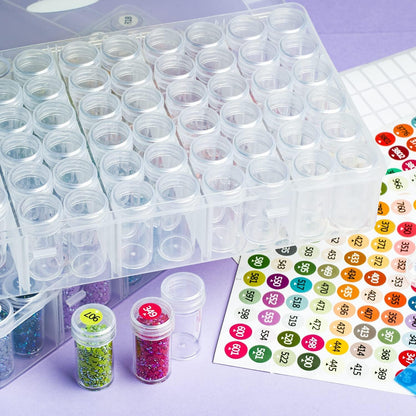 forever young Diamond Painting Storage Containers, 1 Pack 60 Grids Bead Organizer and Diamond Painting Labels, Bead Organizers and Storage for Diamond Art Accessories, Diamond Bead Storage