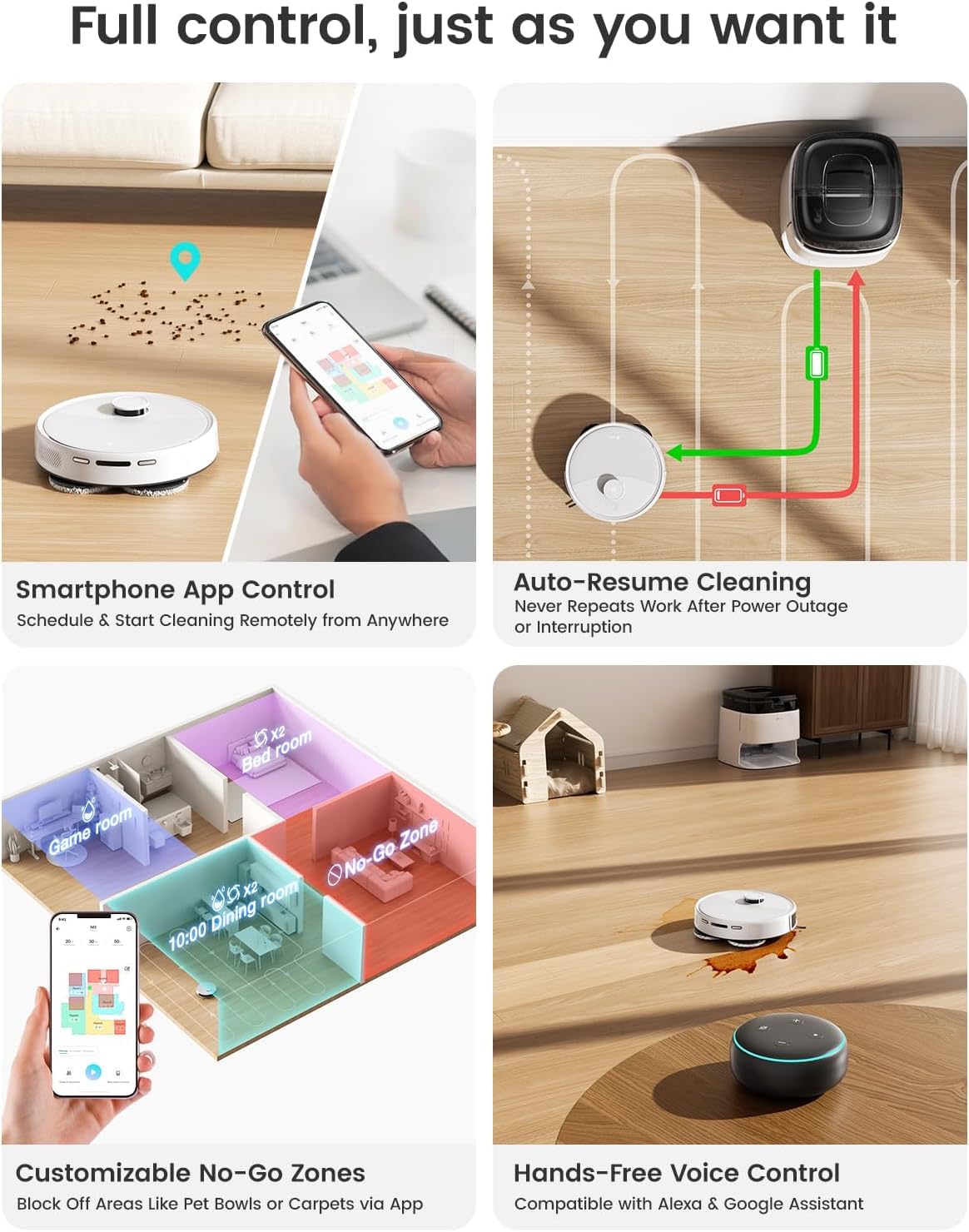 Lefant M210 Pro Robot Vacuum, Slim Quiet, 3 Adjustable Suction Levels, 6 Modes, Robot Vacuum Cleaner for Pet Hair, Hard Floors & Low Carpets, Self-Charging, WiFi/App/Alexa Control, Gray