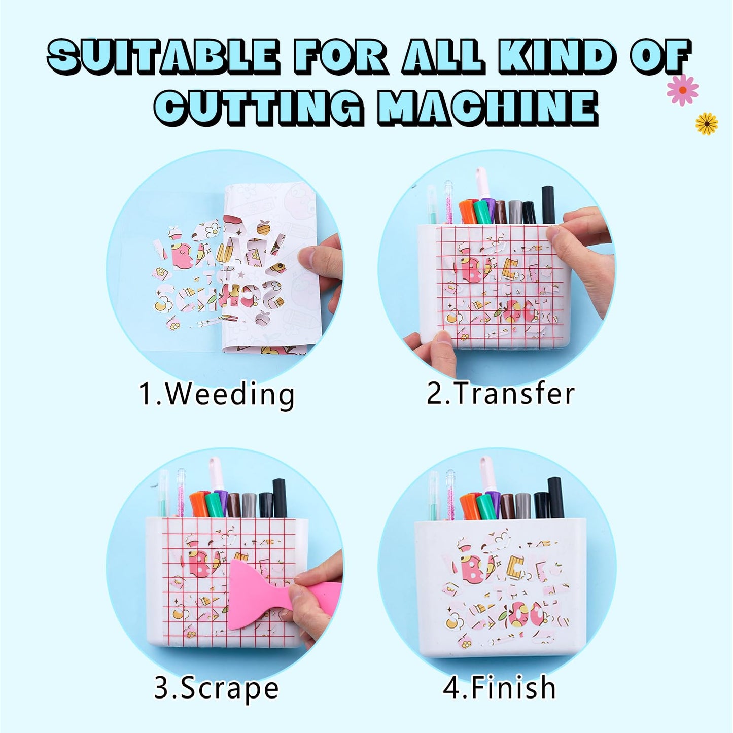 Tintnut Teacher Permanent Vinyl - 12 Sheets 12"x10" School Patterned Permanent Adhesive Vinyl for Cutting Machine,Home Decor Self Sticker