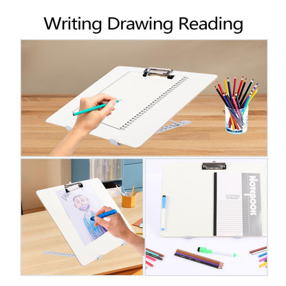 Slant Board for Writing 16 x 12 Inch Adjustable Dry Erase Writing Board Sloped Surface to Improve Handwriting Legibility 20°Slanted Clipboard for Writing Reading Drawing