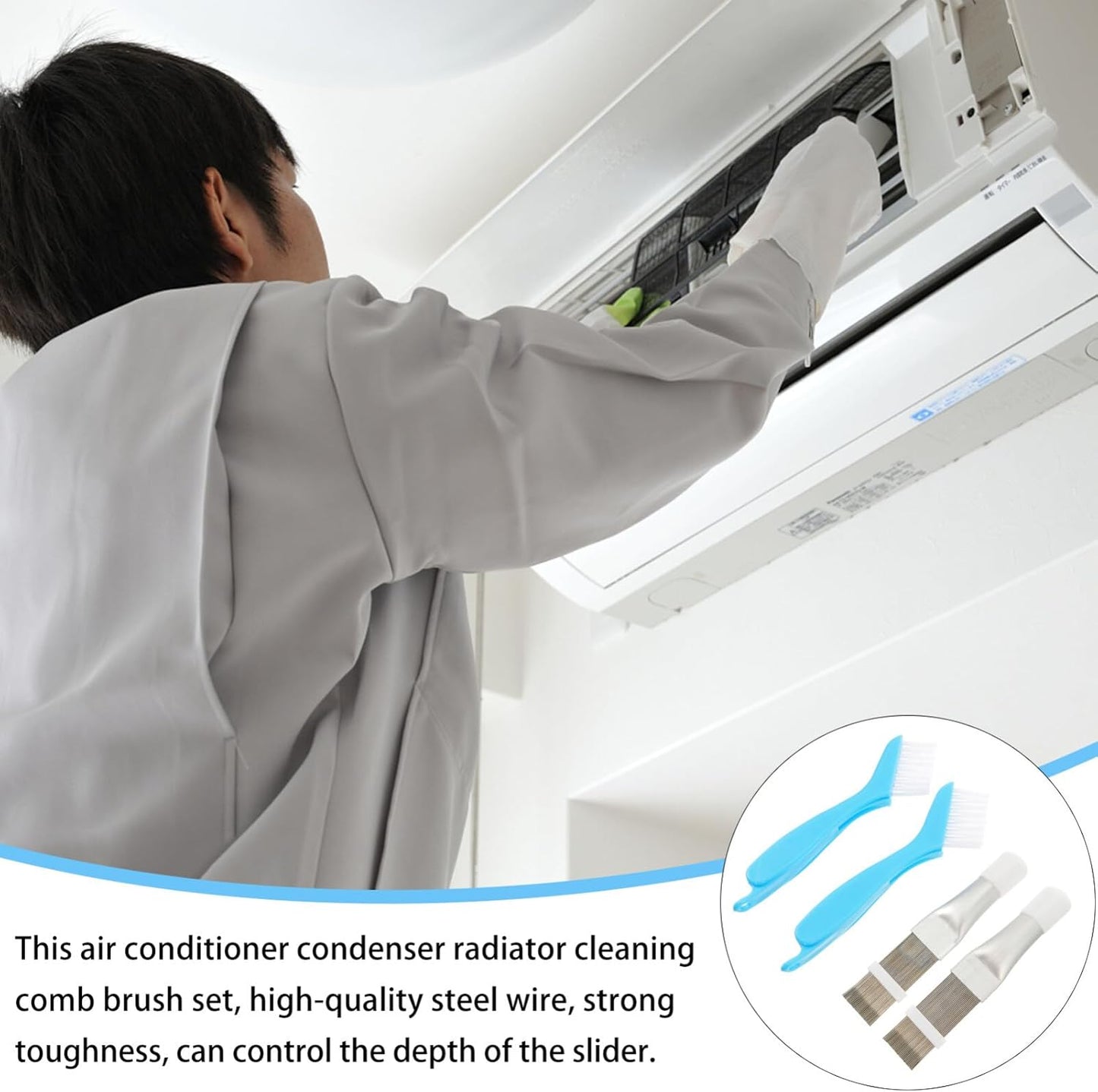 PRETYZOOM 4pcs Air Conditioner Fin Cleaning Set: AC Fin Comb and Condenser Fin Straightener Cleaner