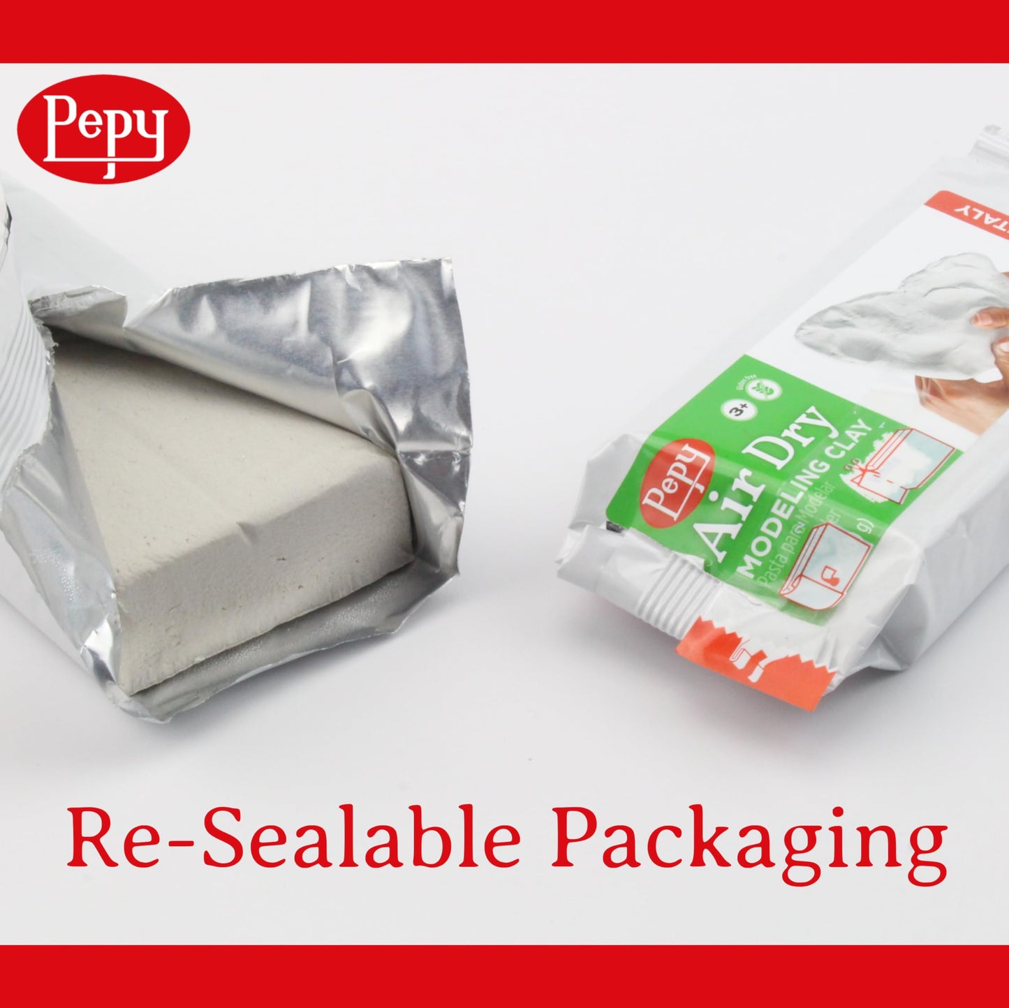 Pepy Premium European Air Dry Modeling Clay White 2.2 lb Bar, Easy to Use Air-Hardening Clay for Classroom and Montessori Sculpting and Crafts Projects