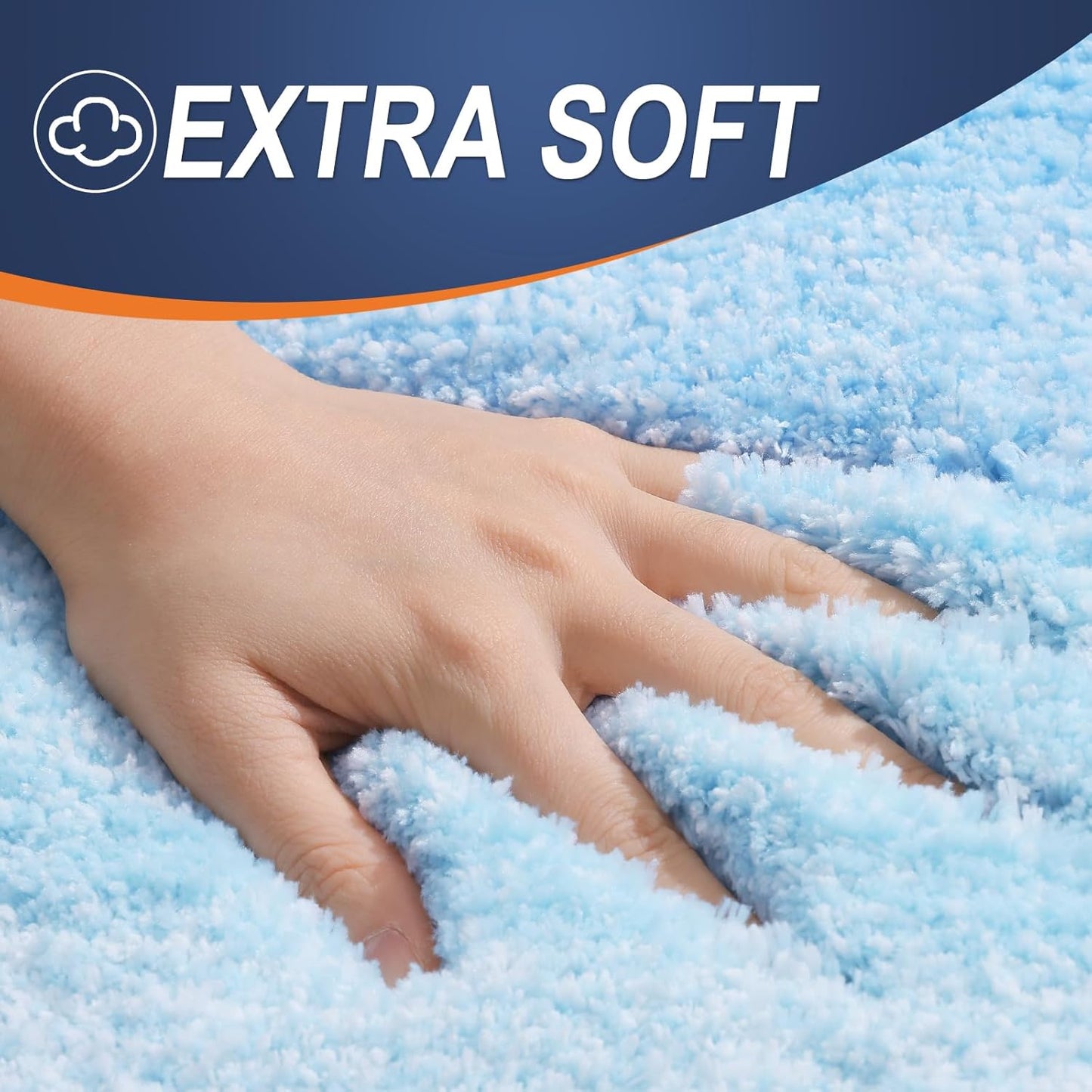 OLANLY Large Bathroom Rugs - Extra Soft Microfiber Mat 50x30 | Quick Dry & Machine Washable, Sky Blue