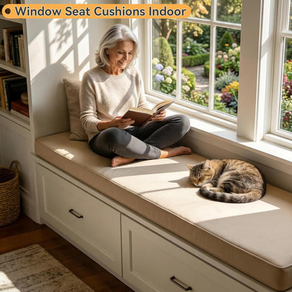 ROFIELTY Custom Bench Cushions, Window Seat Cushions with Non-Slip Bottom, Waterproof Indoor Outdoor Bench Cushion