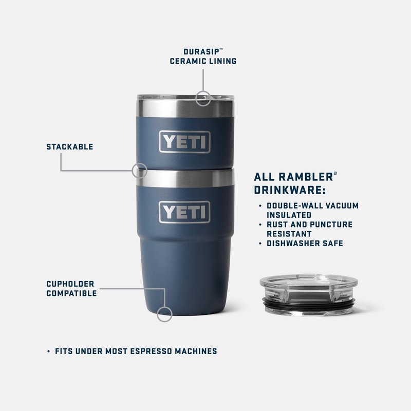 YETI Rambler 8 oz Insulated Coffee Mug with Lid - Stackable Double-Wall Vacuum Insulated Cup - DuraSip Ceramic Lining - Barista-Friendly Design - Stainless Steel - Dishwasher Safe, Cherry Blossom