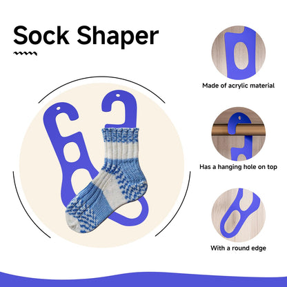 Autumnswan 2Pcs Acrylic Sock Blockers for DIY Crochet Socks, Knitting Sock Ruler Stocking Blockers for Beginners, Socking Stretchers for Handmade Sock Crafting（Blue）