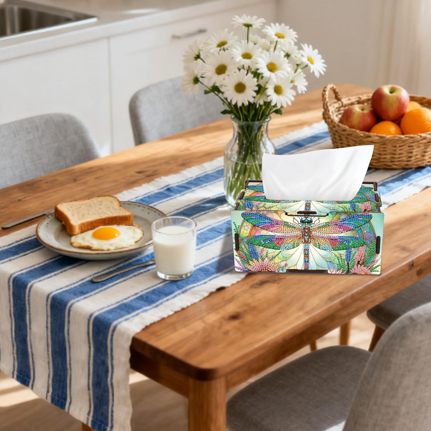 JISHSHAY Diamond Painting Tissue Box Cover Dragonfly Diamond Art Tissue Box Holder Animal Gem Art Gem Painting Napkin Holder Mosaic Kits for Adults Embroidery Kit Napkin Holder for Table 8.85×5×4.13in