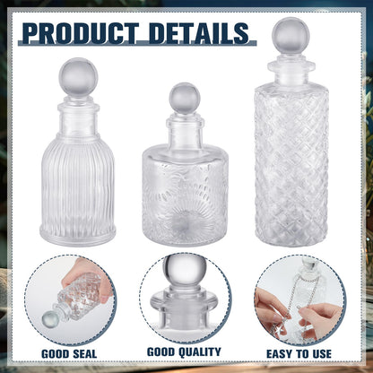 Potchen 3 Pcs Moon Energy Glass Bottle with 3 Lunar Star Spiritual Moonlight Water Jar Chain Charging Container with Lid for Infusing Intentions Crystal Cleansing Meditation Witchcraft Home Decor