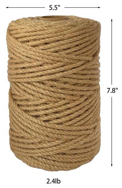 ILIKEEC 2-Pack Natural Jute Twine Rope, 5mm x 656ft Heavy Duty Sisal Hemp Rope for Crafts, Gardening, Cat Scratching Post, Bundling & Hanging, 328Feet/Roll