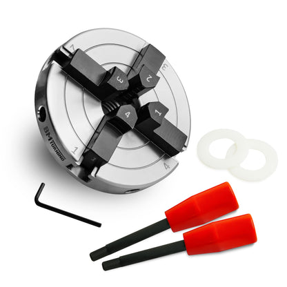 4 Inch Wood Lathe Chuck, 4 Reversible Jaws Self-Centering Lathe Chuck, Thread 1 x 8TPI Lathe Chuck for Woodturning.