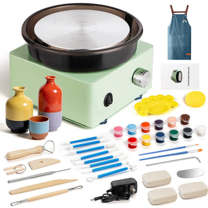 Pottery Wheel - Mini Pottery Wheel kit with 18PCS Pottery Tools, 6" Turntable Bidirectional Rotation Electric Ceramic Wheel, Birthday Christmas Gifts for Adults, Beginners, Teens