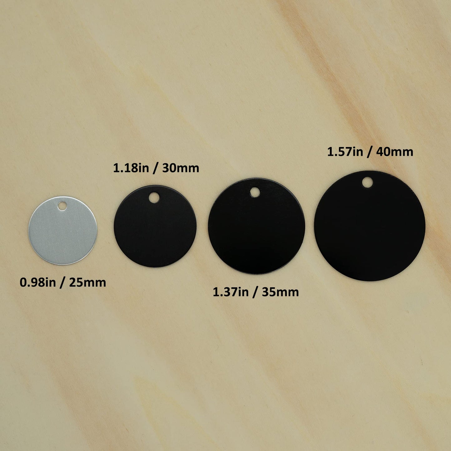 StayMax Round Aluminum Blank Tags Stamping Blanks Engraving Blanks 25 Pack (Black)