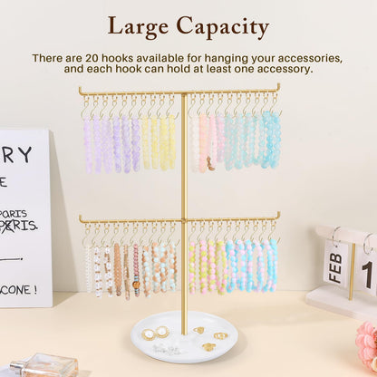OAOLEER Bracelet Holder Display, Gold Jewelry Holder with 40 Movable Hooks Bracelet Stand Organizer, Jewelry Display Stand for Necklaces Bangles (2 Tier)