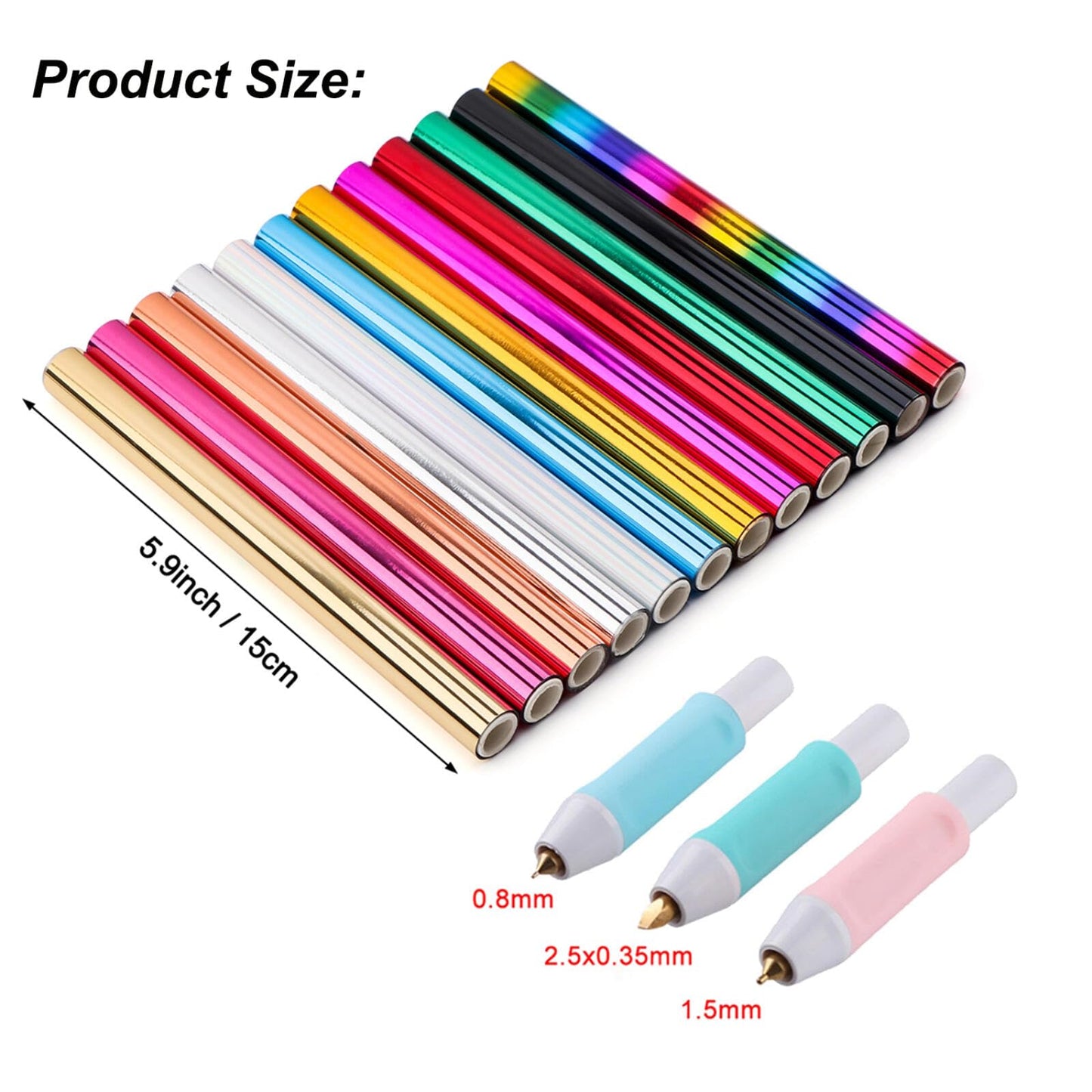 Briartw USB Hot Foil Pen – Heat Active Foiling Tool with 13 Color Foil Rolls & 3 Interchangeable Tips for Writing, Drawing, Crafting on Paper, Wood, Leather