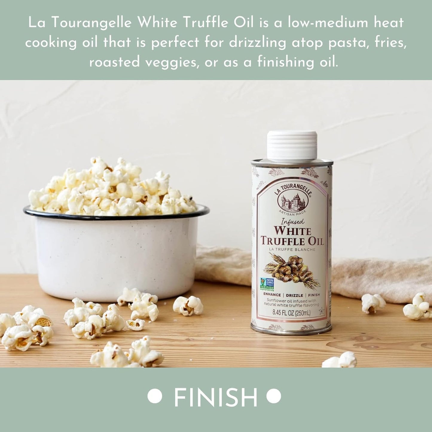 La Tourangelle, White Truffle Cooking Spray, Complex Gourmet Earthy Flavor for Spraying on Pasta, Popcorn, Vegetables, Potatoes, and More, 5 Fl Oz