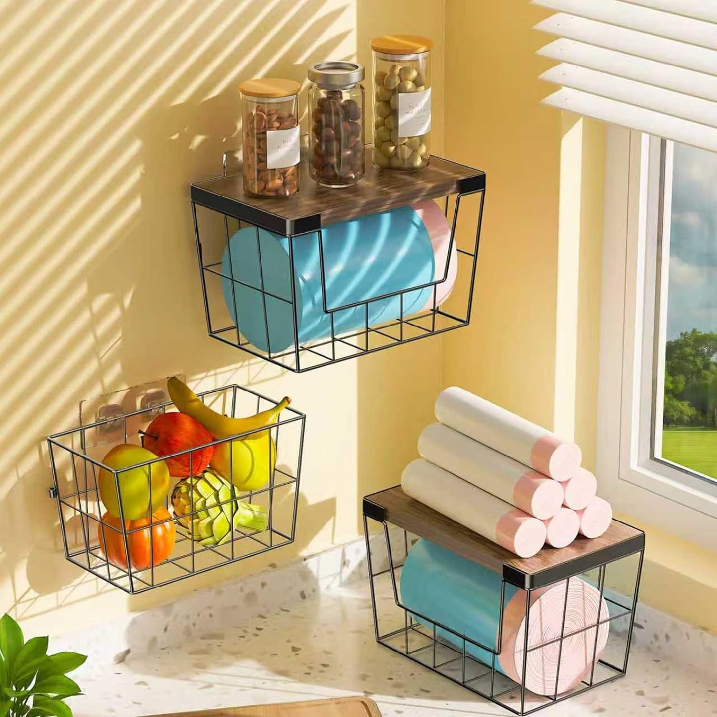 OZRVYNDAREL 2-Pack 4-13 Garlic(11-7/32"L*7" W*7-1/8"H) Pantry Organizers and Storage, Trash Bag Holder Under Sink