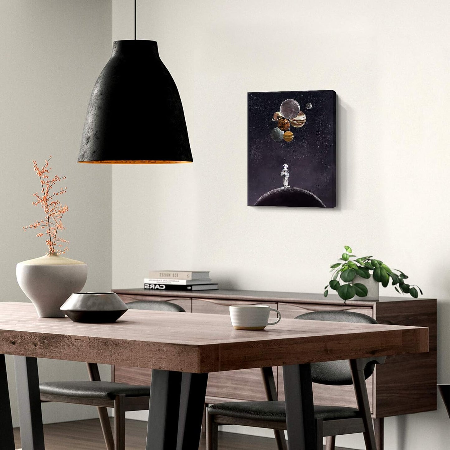 ARTZON Inspirational Wall Art Canvas Print, Astronaut Holding Planet Framed Artwork for Bedroom & Office, 12x16inch